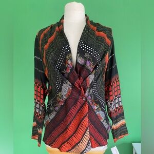 NWT Etro Milano 100% silk multicolor sbstract blouse 12